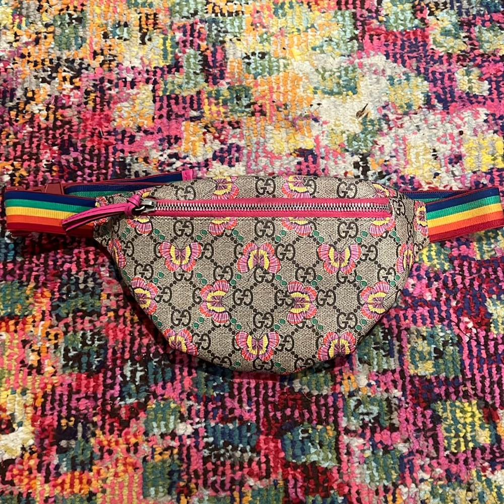 Authentic Gucci Monogram Butterfly Belt Bag